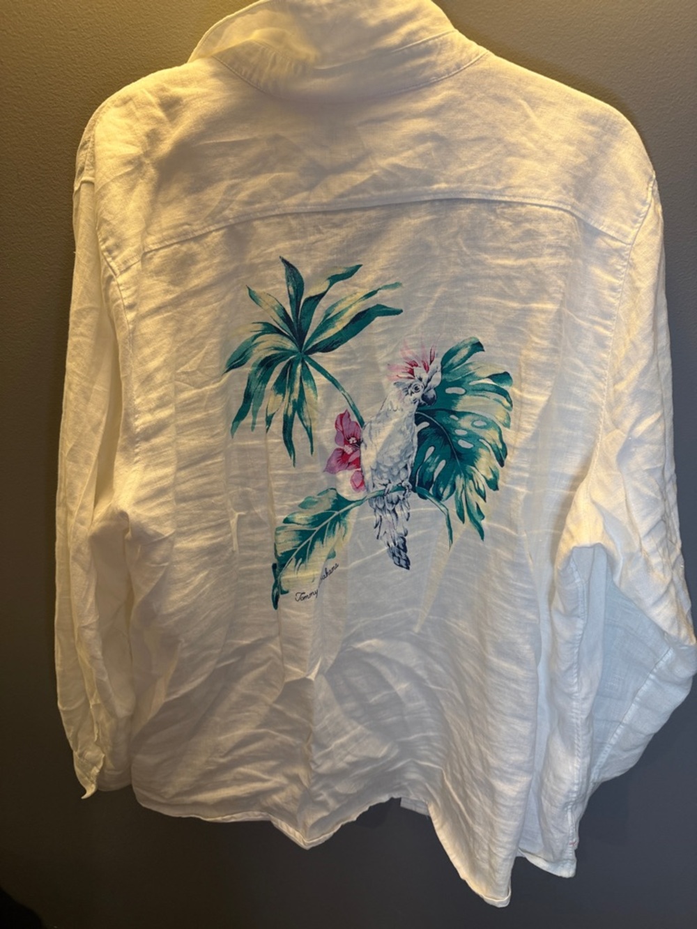 Tommy Bahama White Linen Collared Button-Front Shirt - Picture 3 of 5